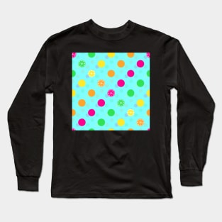 Bright Citrus Polka Dots (Blue) Long Sleeve T-Shirt